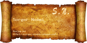 Sorger Noémi névjegykártya